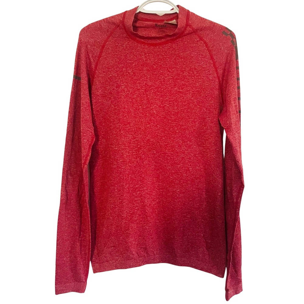 Roots Men's Athletic Long Sleeve Top Red Heathered Tech Performance Shirt Size S